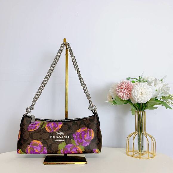 Coach CL406 Charlotte Shoulder Bag In Signature Canvas IN Brown Iris Multi - Picture 4 of 10